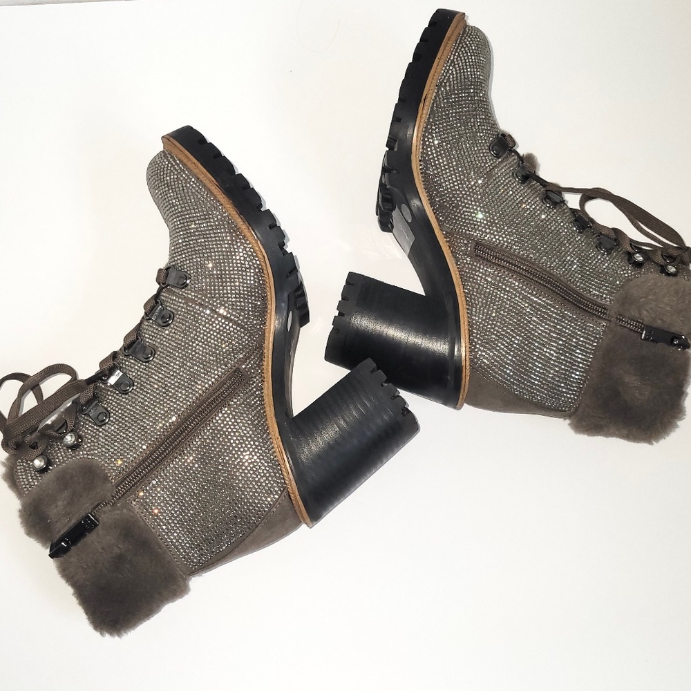 Jennifer Lopez JLO Charcoal Graysen Rhinestone Bling Booties - 7